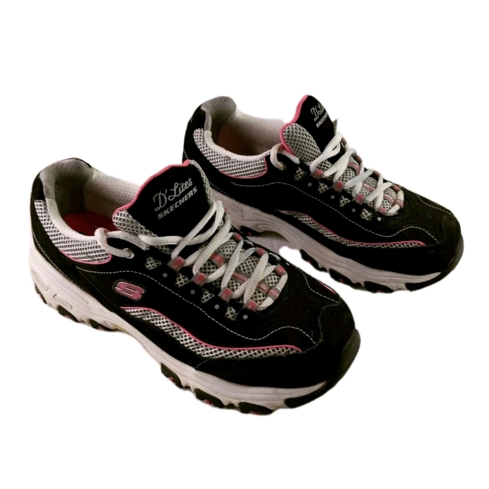 Skechers D-Lites Women's Black and Pink Sneakers Size 8